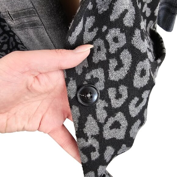 Torrid Luxe Cozy Jacquard Coatigan Leopard Print Patchwork Sz 1 14 - 16 - Picture 5 of 12